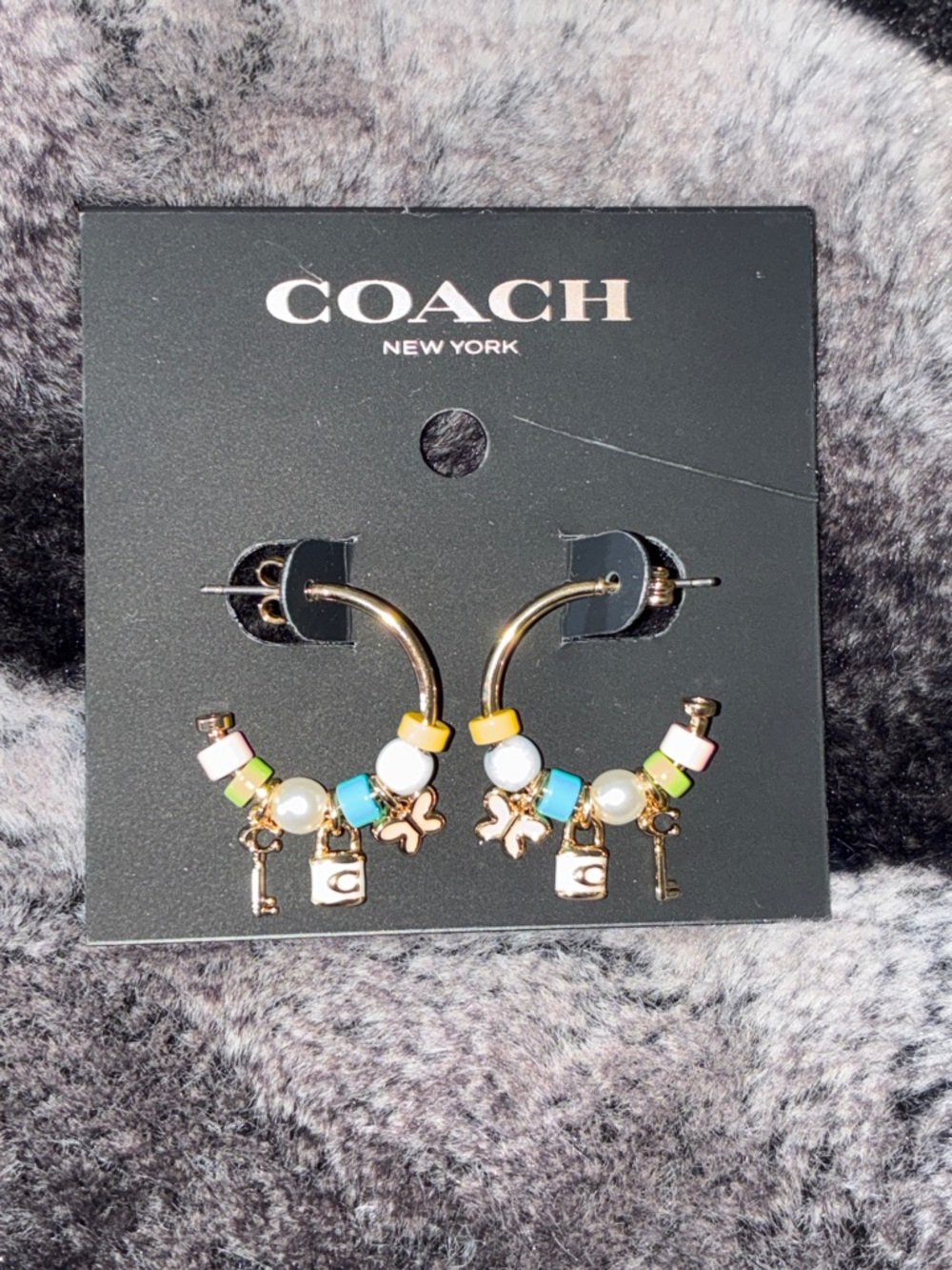 Coach Beaded charm dangling hoop earrings - Picture 2 of 3